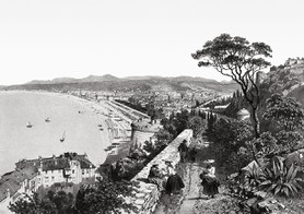 Photos de la Riviera par Jean Gilletta. - Nice, depuis le Château. Lithographie extraite de Nice et Savoie, 1864.