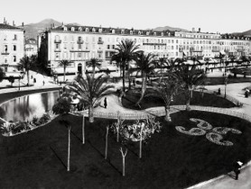 Photos de la Riviera par Jean Gilletta. - Les nouveaux jardins (actuellement jardin Albert-1er) et l'hôtel de France à Nice, 1895.