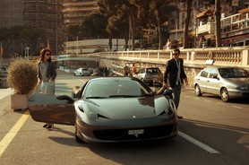 Tournage clip promotionnel pour la future tour "Odéon" à Monaco. Scène Ferrari et Riva au port de Monaco.