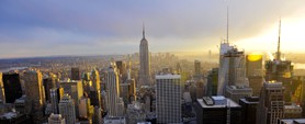 Panoramique vu depuis le Rockefeller center - Couché de soleil - New-york - Etats-Unis - Février 2008