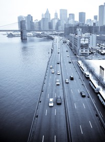 Voies rapides au bord de l'East River, Manhattan - New-york - Etats-Unis - Février 2008