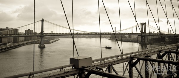 Manhattan Bridge vu depuis le Brooklyn Bridge - New-york - Etats-Unis - Février 2008