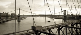 Manhattan Bridge vu depuis le Brooklyn Bridge - New-york - Etats-Unis - Février 2008