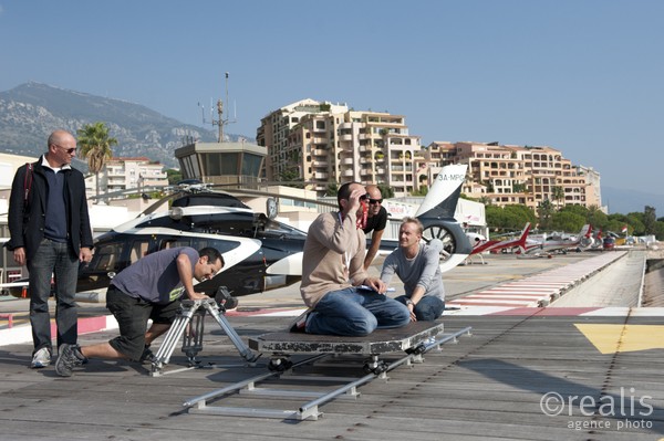 Tournage clip promotionnel pour la future tour "Odéon" à Monaco. Scènes hélicoptère.