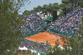 Vue générale du court central et du Monte Carlo Country Club durant le Rolex Masters 2009