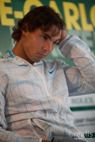 Rafael Nadal en conférence de presse le 14 avril 2010.