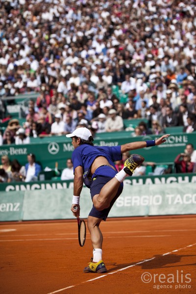 Fernando verdasco (ESP) lors de la demi finale contre Novak Djokovic, samedi 17 avril 2010.