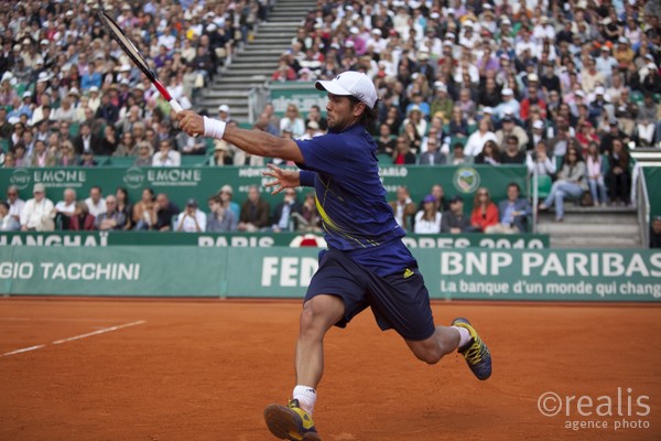 Fernando verdasco (ESP) lors de la demi finale contre Novak Djokovic, samedi 17 avril 2010.