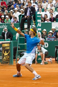 Rafael Nadal lors de la demi finale contre David Ferrer, samedi 17 avril 2010.