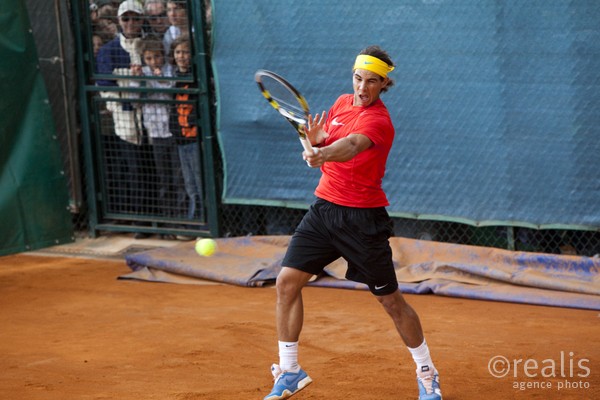 Rafael Nadal à l'entrainement, dimanche 11 avril 2010.