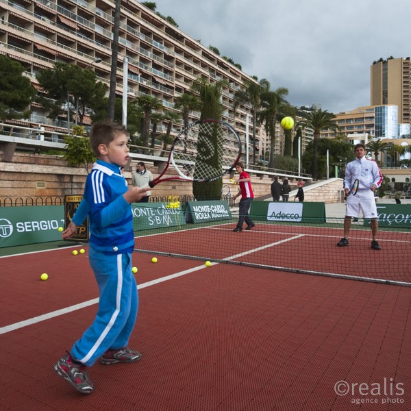 Mini Tennis avec Igor Andreev (RUS), plage du Larvotto, Monaco, le dimanche 11 avril 2010.