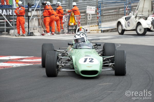 Grand Prix Historique 2010 de Monaco, Samedi 1er Mai, Série D. Voiture N°12 concurrent CHRSN e.v conducteur Tobler Juerg sur Chevron B17 de 1970.