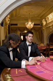 Novak Djokovic et Raphael Nadal au Casino de Monte-Carlo avant le lancement du Masters Series Monte-Carlo 2008